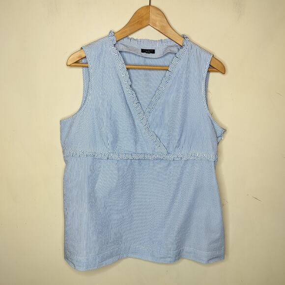 Talbots Sleeveless Faux Wrap Top Stripe Cotton - Picture 1 of 8